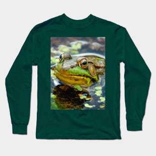 Peeping Green Frog Photograph Long Sleeve T-Shirt